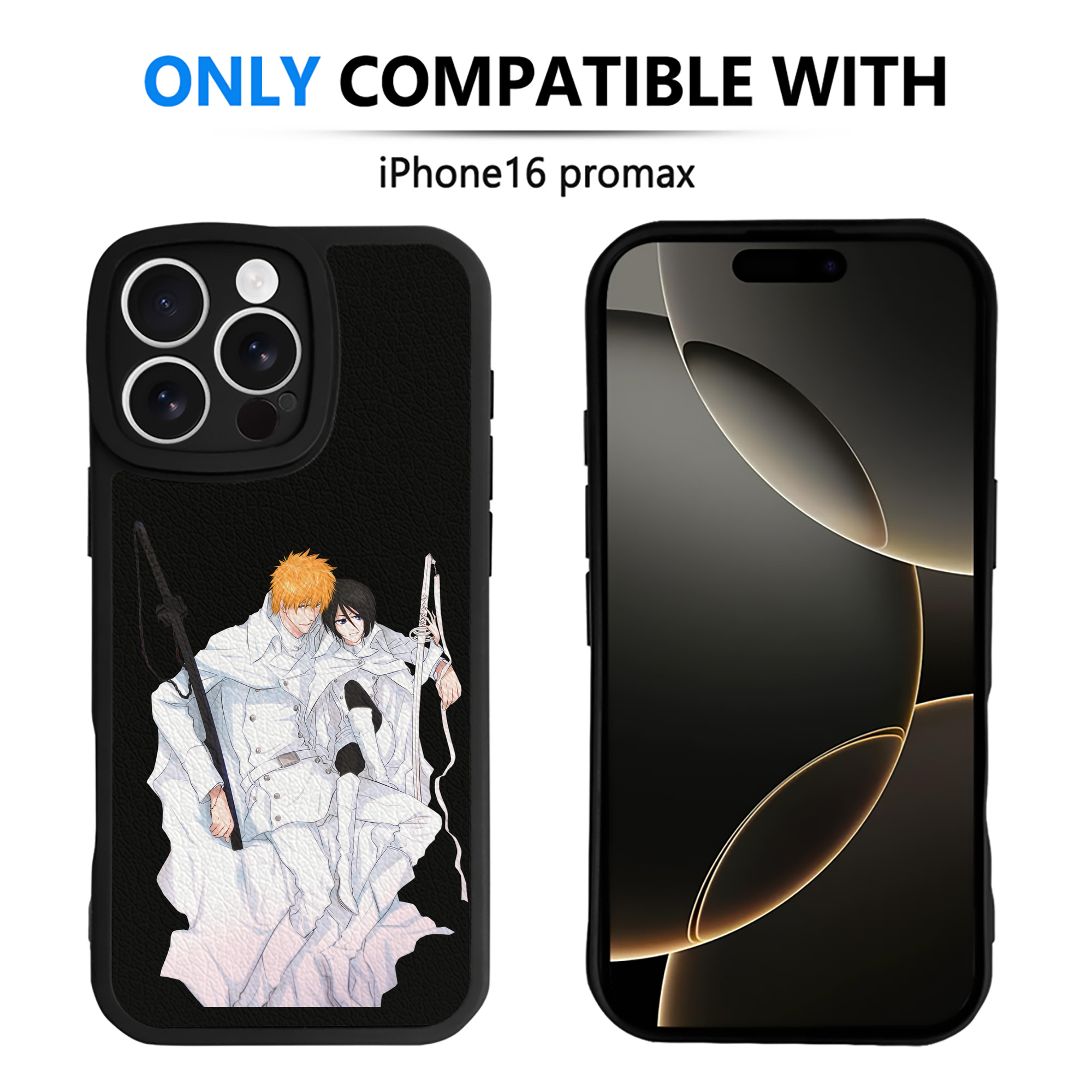 ブリーチ 黒崎一護（くろさき いちご）BLEACH Kurosaki Ichigo 【iPhone 16シリーズ対応】シリコンスマホケース（レザー調） 材質：シリコン